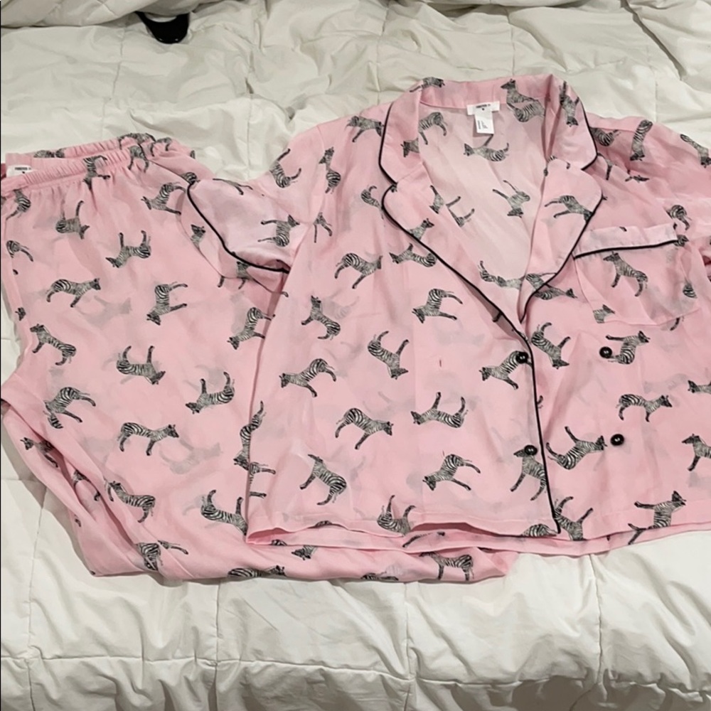 Pink zebra PJ set